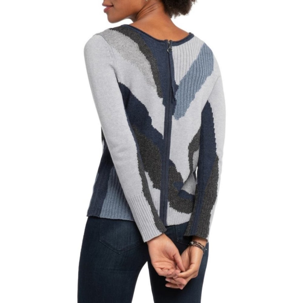 Nic+Zoe Party City Zipper Versatile Sweater Blue XL